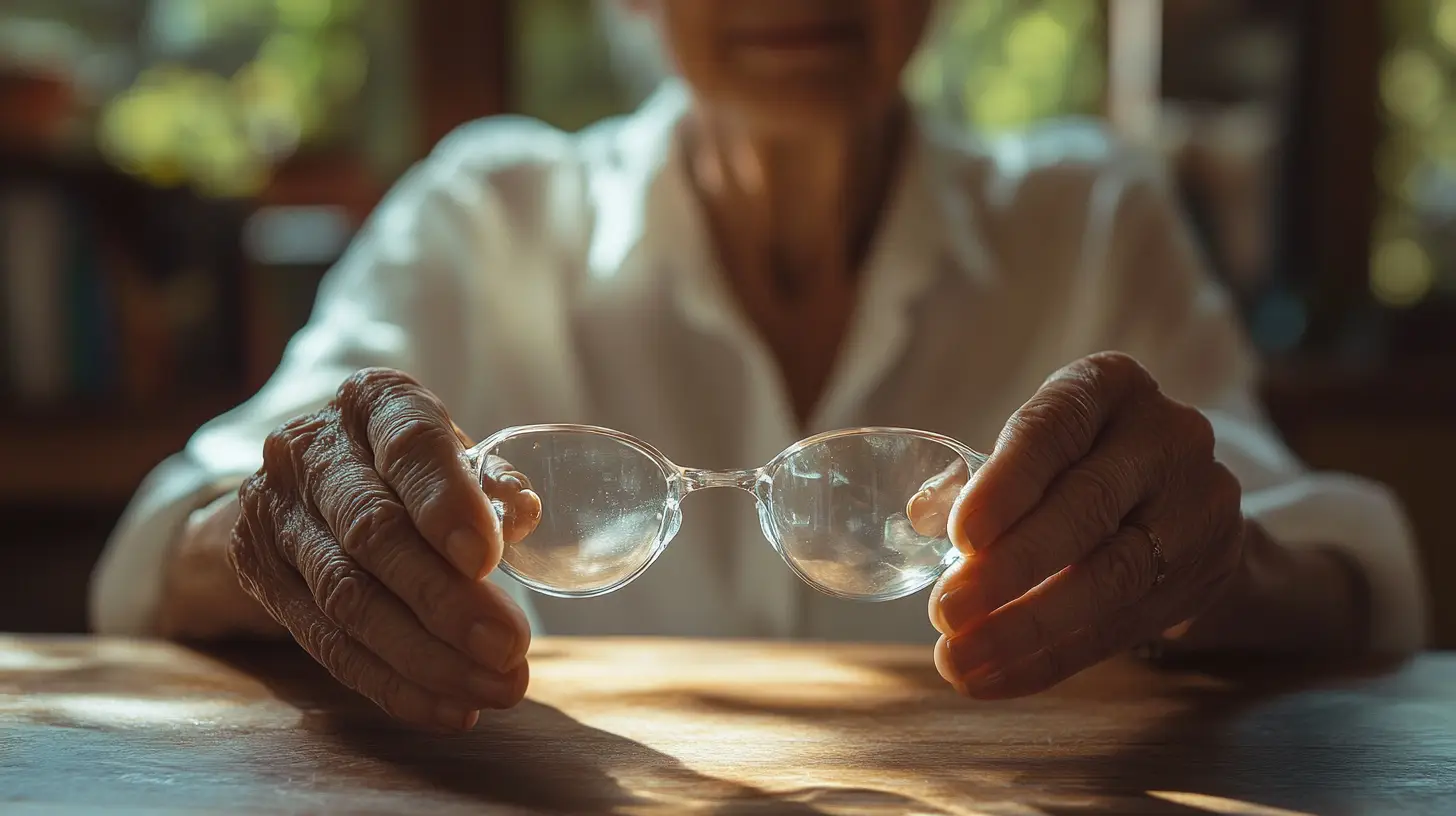 senior après une opération de la cataracte sans lunettes